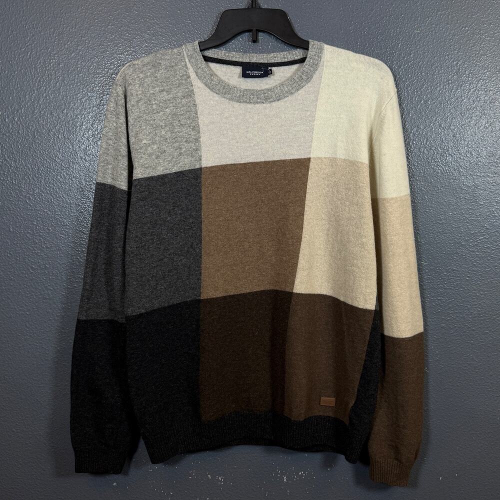 Holebrook Sweden XL men’s abstract multicolor woll knitted sweater crew neck - Picture 1 of 11